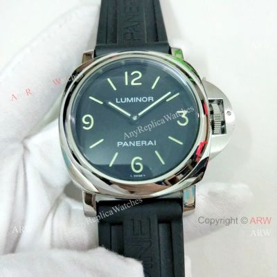 Copy Panerai Luminor PAM00112 Watch Black Dial Black Rubber Strap